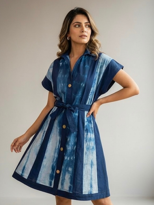DENIM TIE DYE DRESS