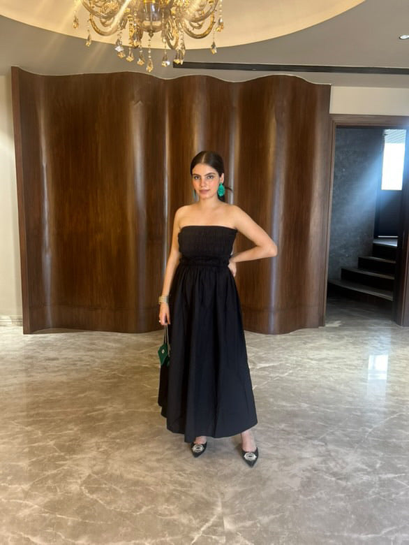 SMOKED TUBE DRESS - BLACK