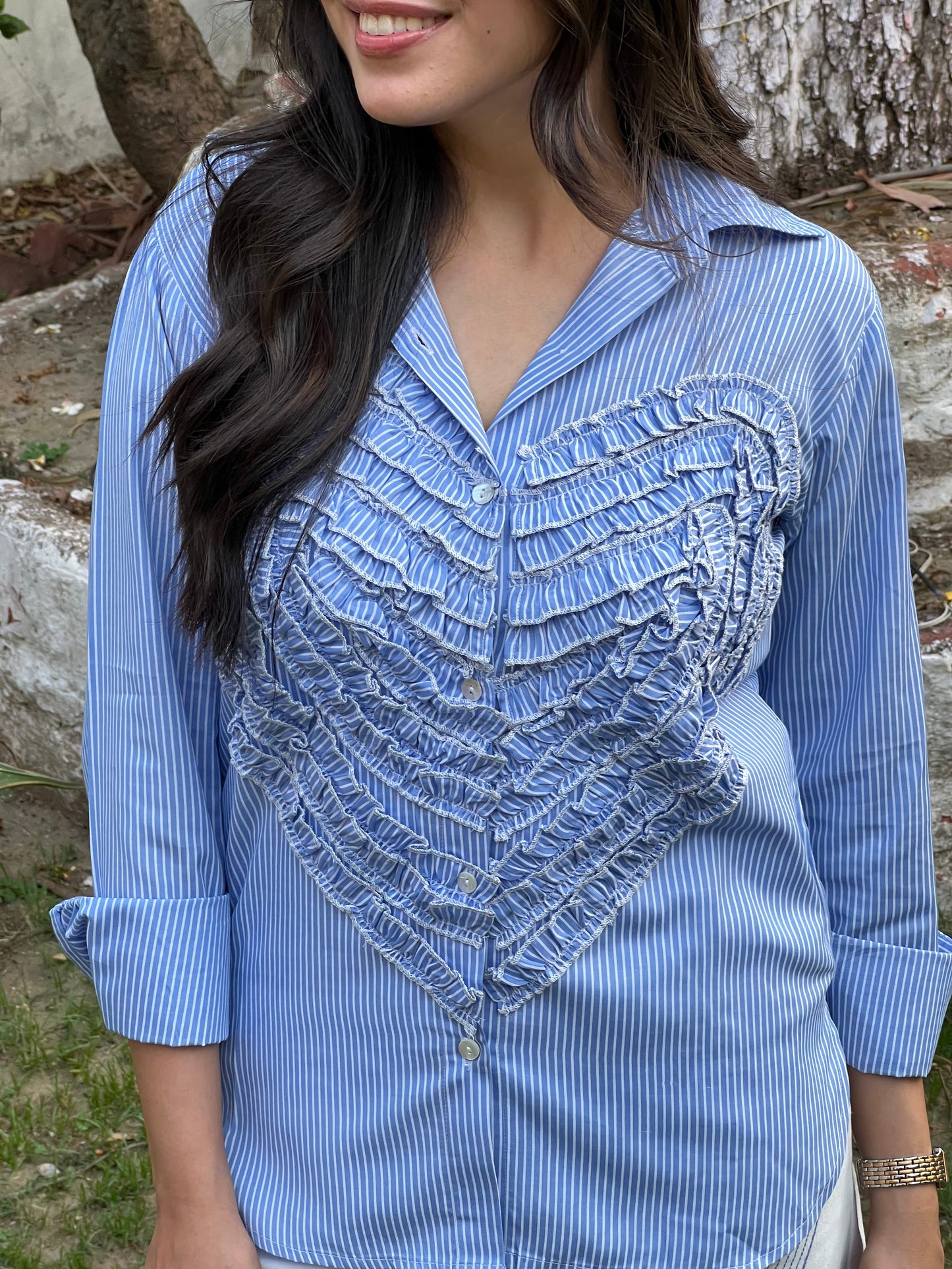 RUFFLED HEART SHIRT WITH WAVY SKIRT