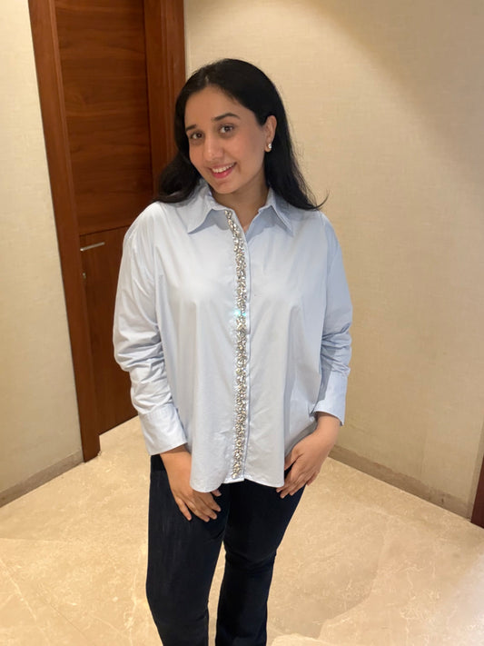 CELESTE CRYSTAL TRIM SHIRT