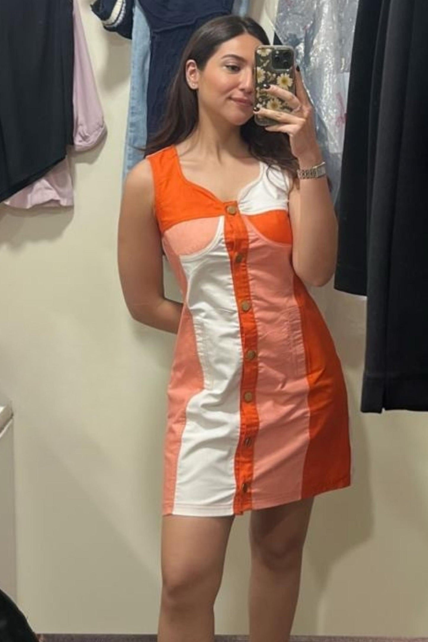 ORANGE SHADED DENIM DRESS