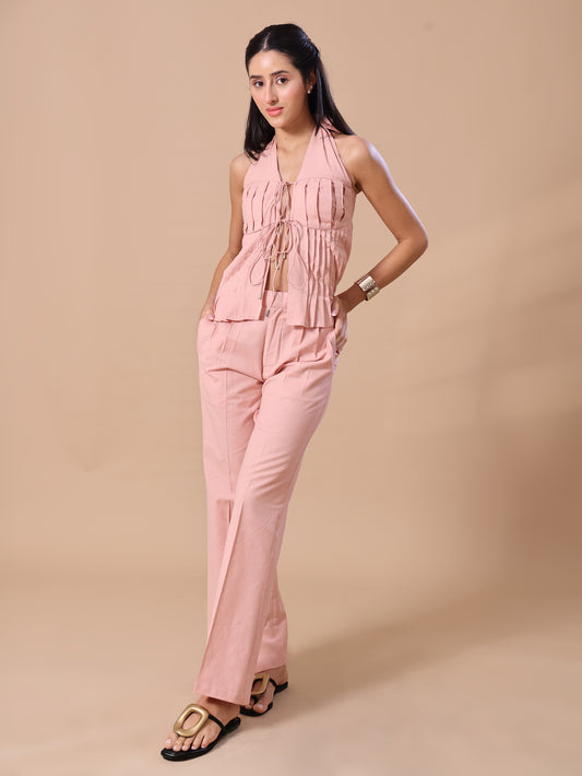 PLEATED LINEN CO-ORD - BLUSH