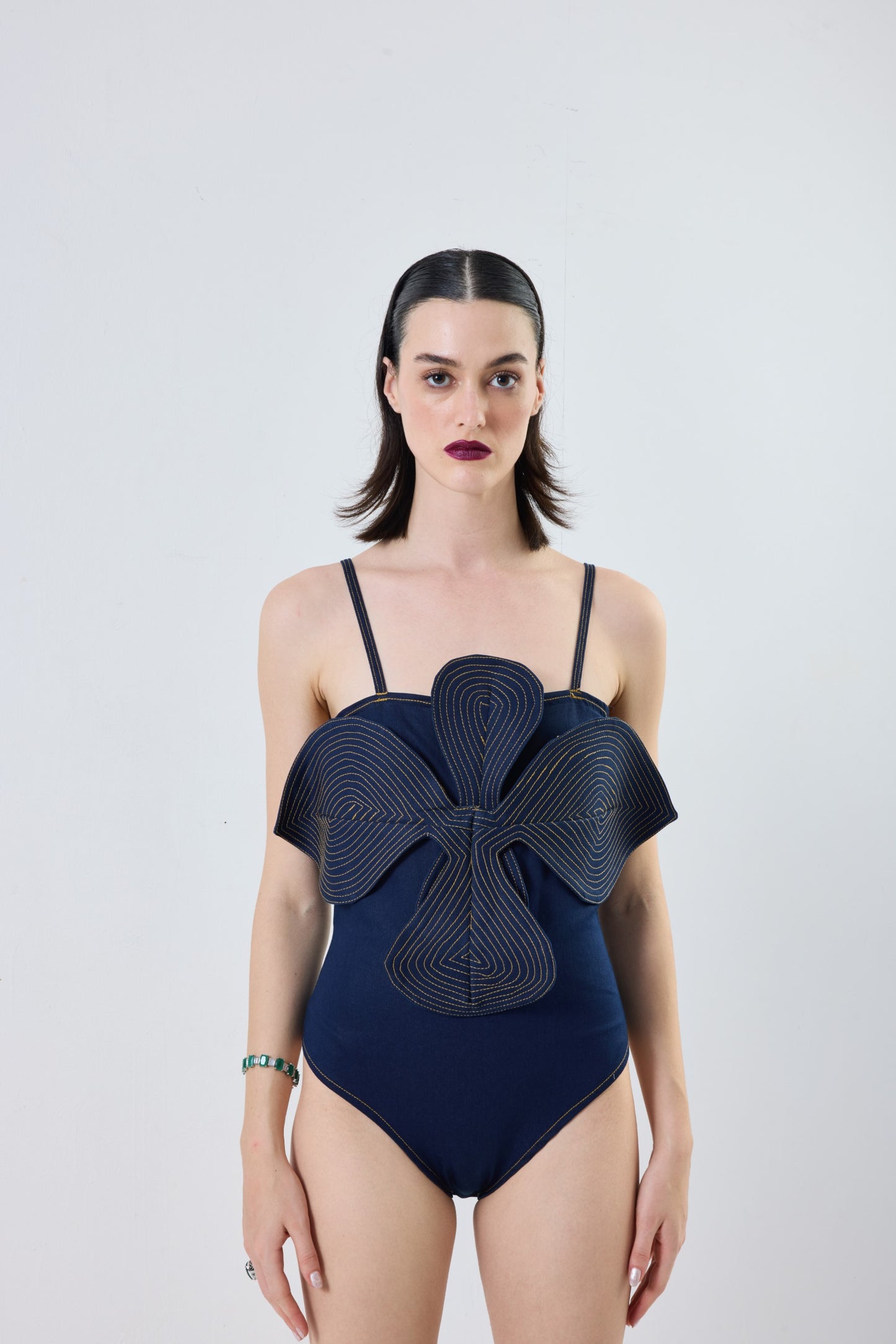 FLORET BODYSUIT WITH FRILL SKIRT - BLUE
