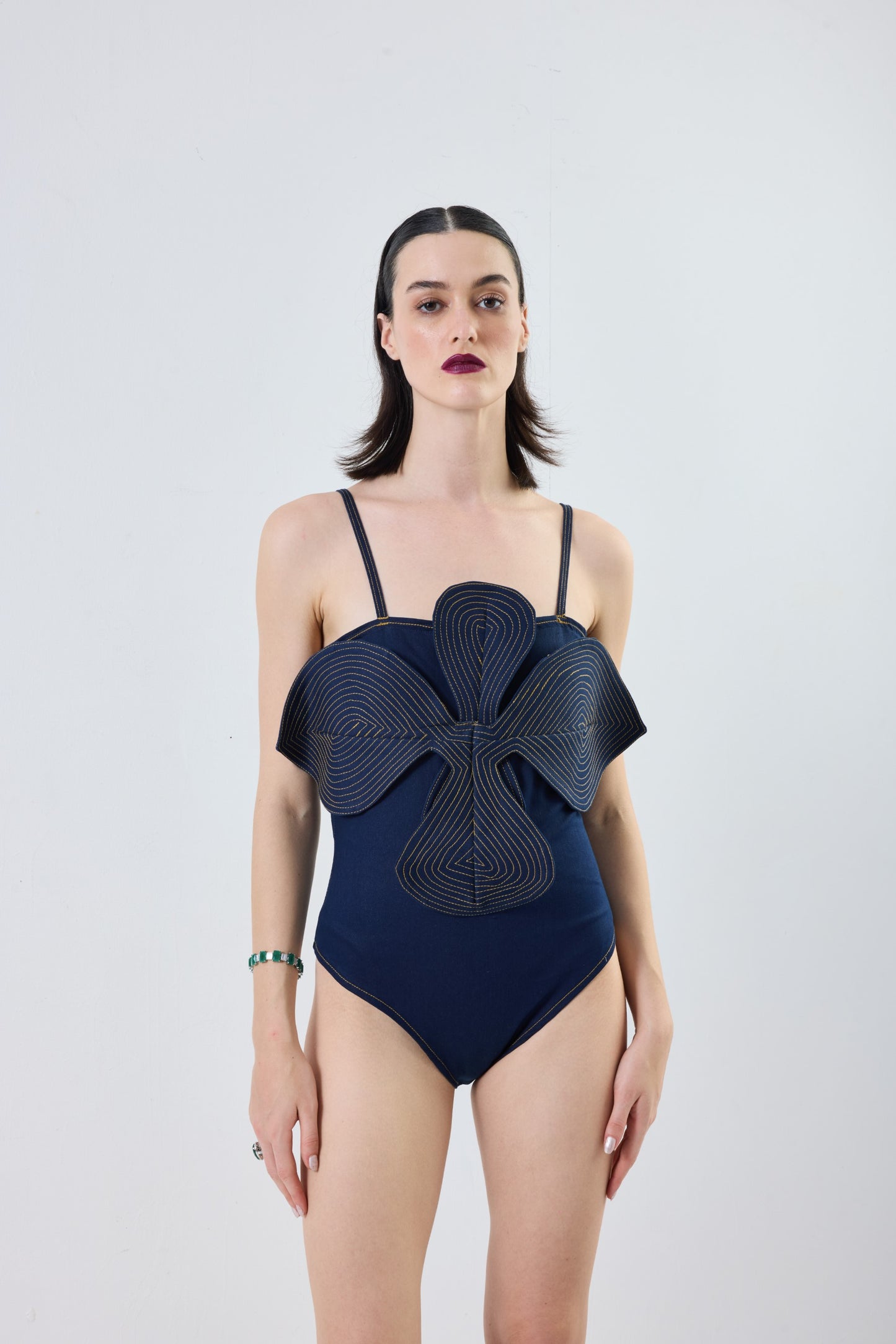 FLORET BODYSUIT WITH FRILL SKIRT - BLUE