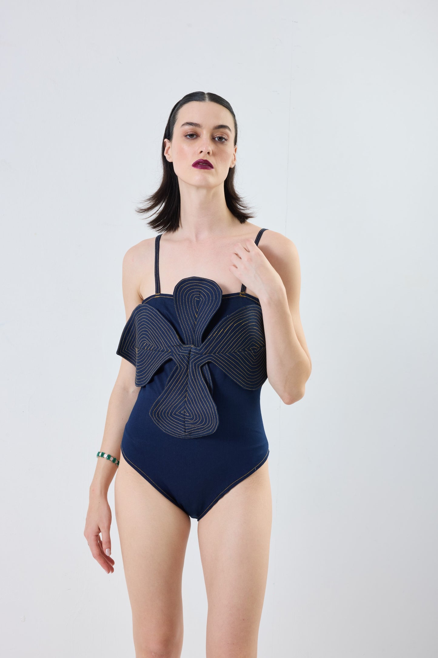 FLORET BODYSUIT WITH FRILL SKIRT - BLUE