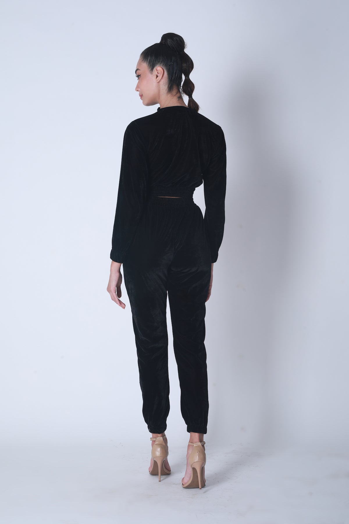 Fleece Crop Jogger set - Black