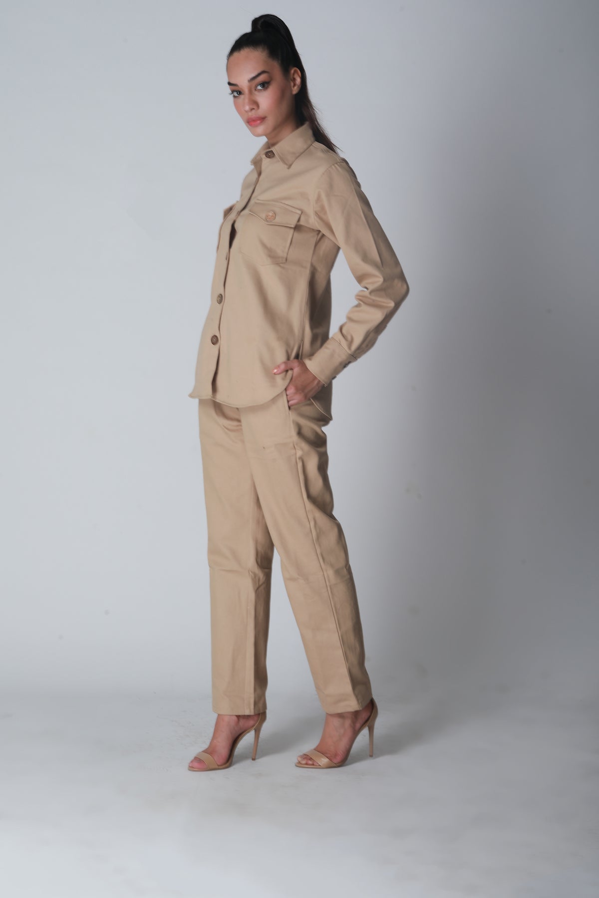 Beige Twill Co-ord Set