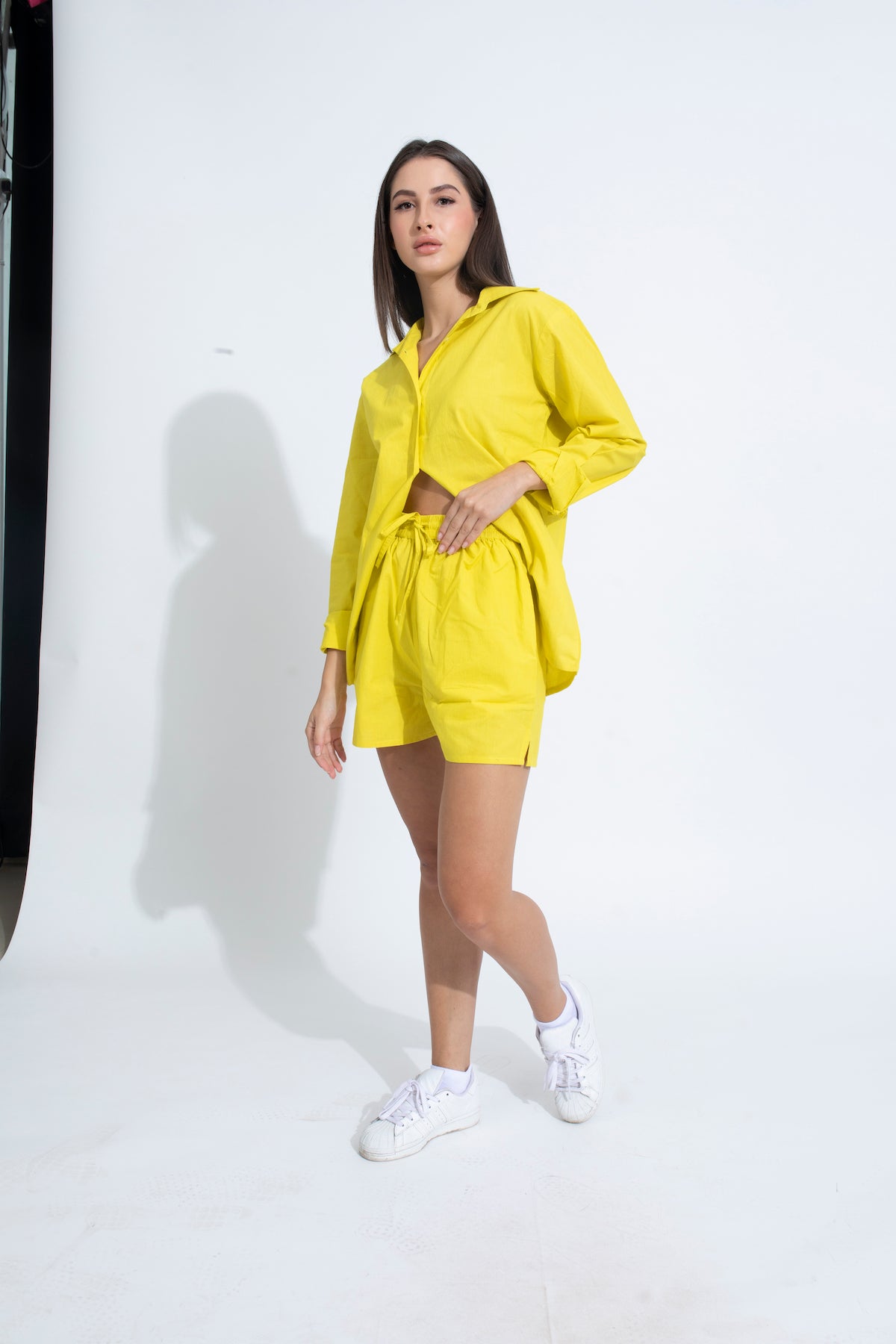 Summer Lovin' Poplin Short Co-ord- Neon yellow