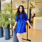 SHIRT DRESS WITH SMOKED SLEEVES - ROYAL BLUE