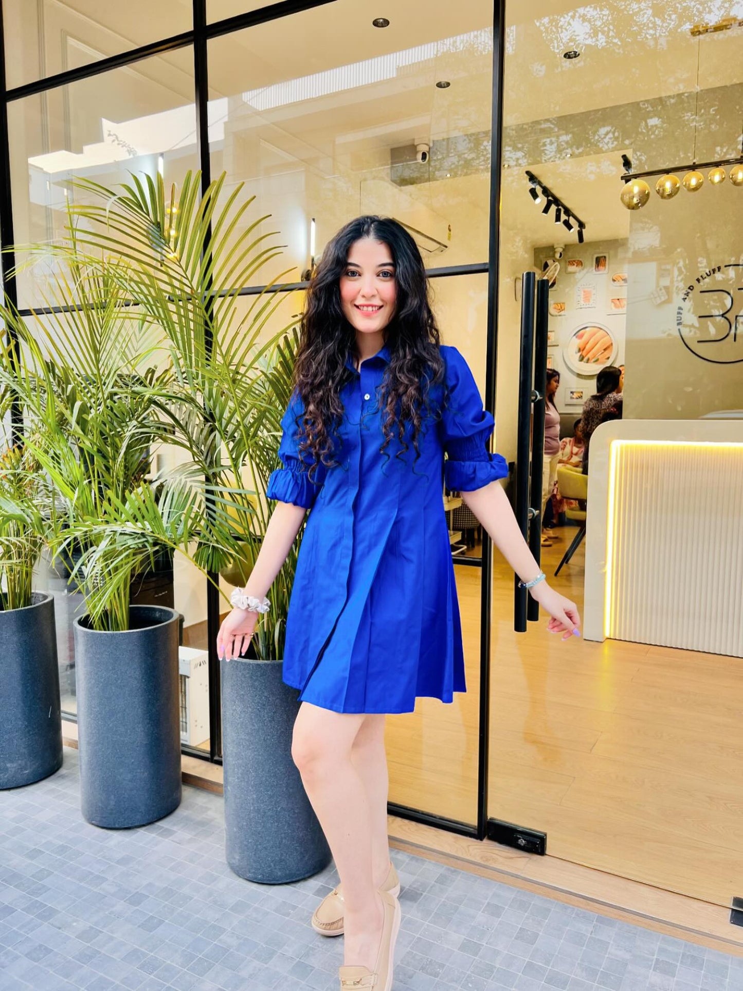 royal blue shirt dress with sleeves After Six Women's Shirtdress Gown - Blue