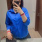 STUDDED SCALLOPED SHIRT - BLUE