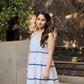 WHITE WAVY DRESS -BLUE LACE