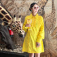 PLEATED SHIRT DRESS - YELLOW