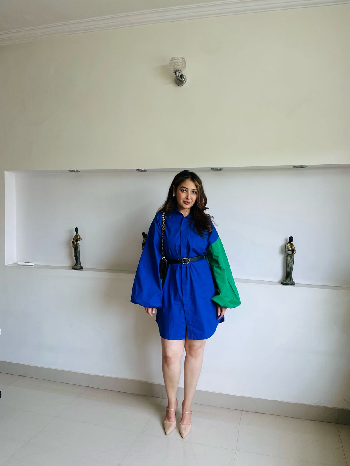 BLUE BLOCK SHIRT DRESS