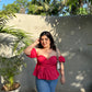 BUSTIER OFF SHOULDER TOP - DARK PINK