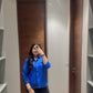 STUDDED SCALLOPED SHIRT - BLUE