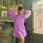 PURPLE BLOCK SHIRT DRESS