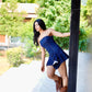 INDIGO PLEATED DENIM DRESS