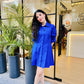 SHIRT DRESS WITH SMOKED SLEEVES - ROYAL BLUE