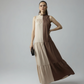 BLOCK DRESS - BEIGE/COFFEE