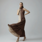 BLOCK DRESS - BEIGE/COFFEE