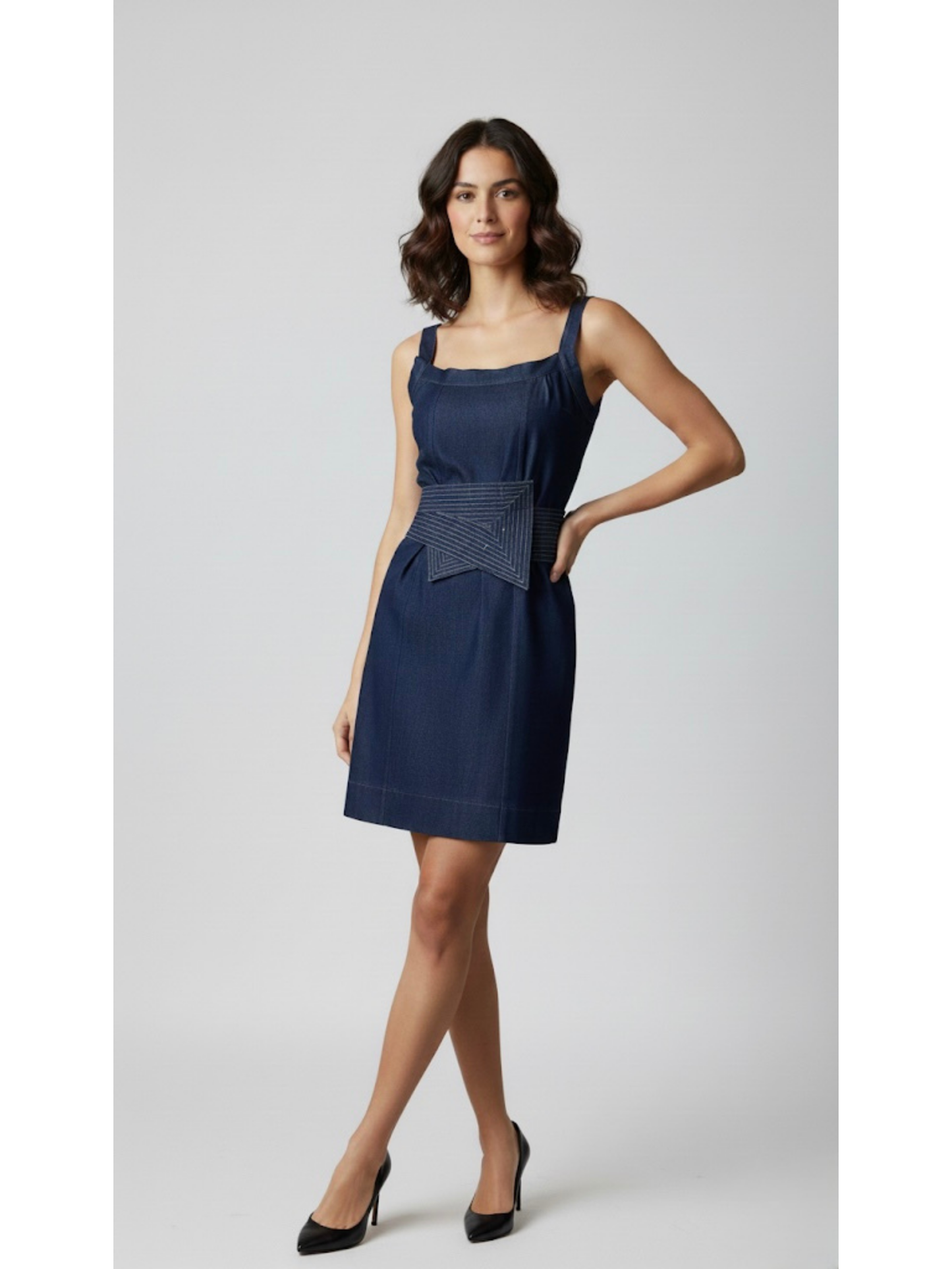 DENIM BELT DRESS