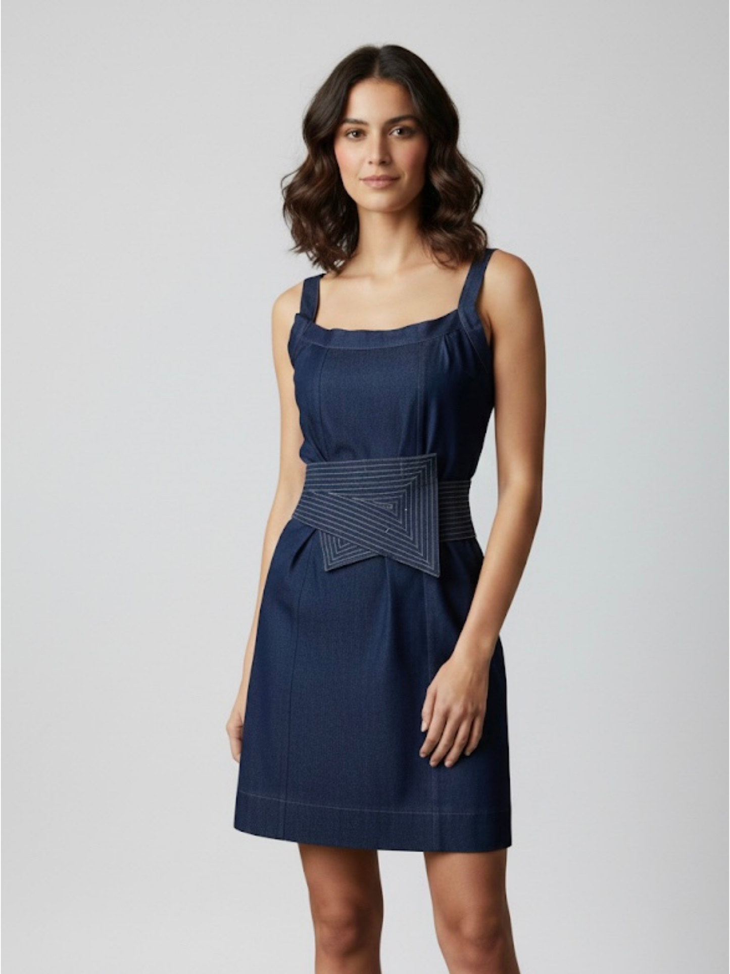 DENIM BELT DRESS