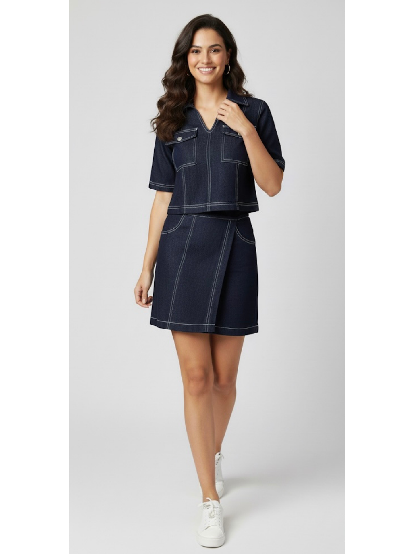 DENIM SKORTS SET - BLUE