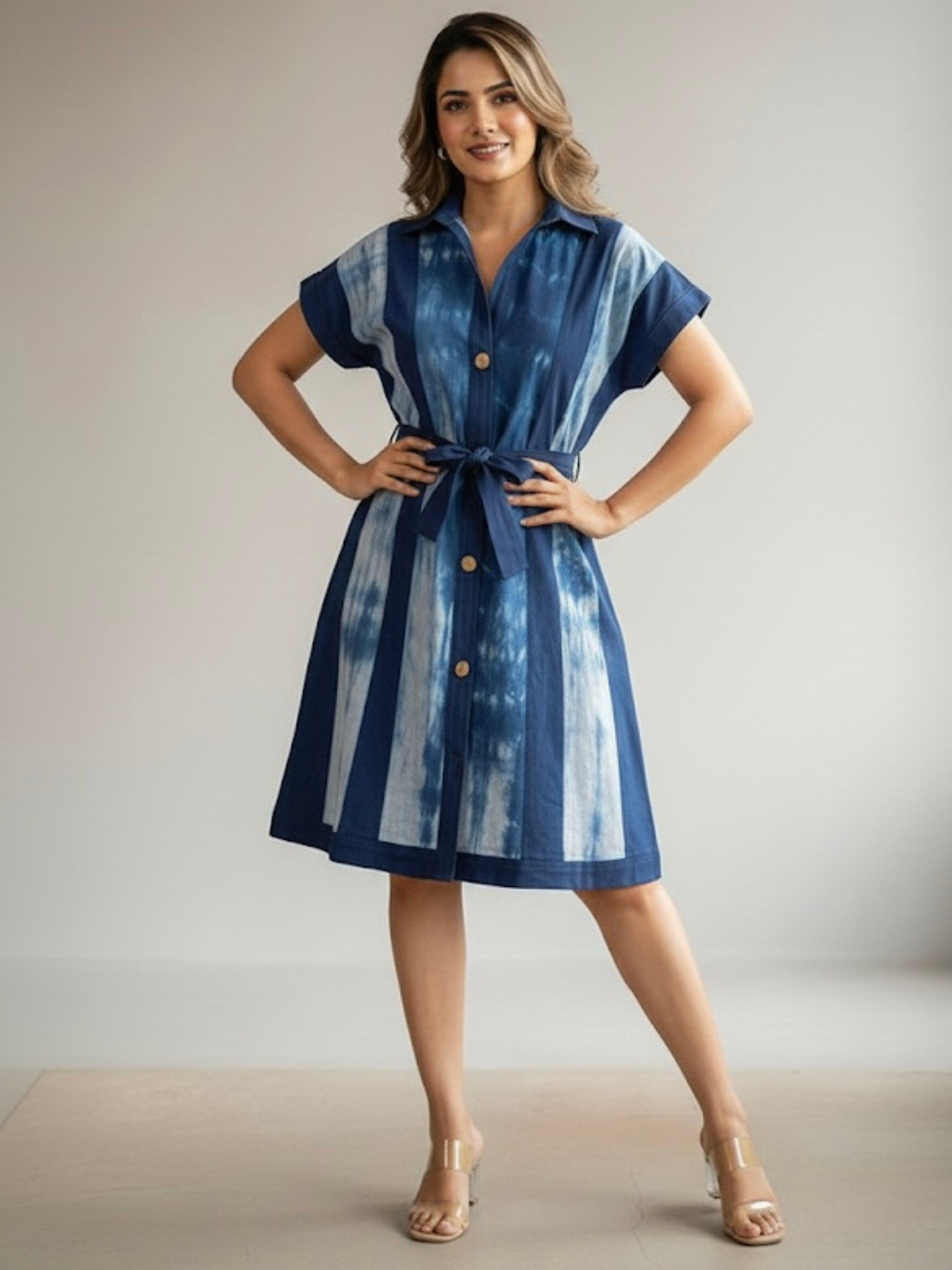 DENIM TIE DYE DRESS