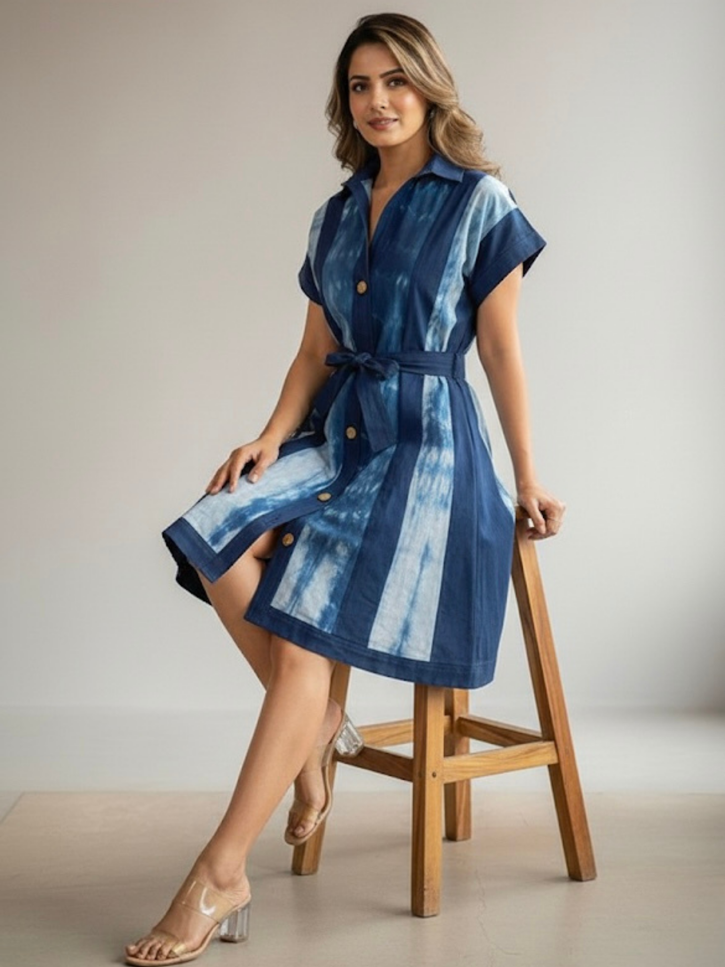 DENIM TIE DYE DRESS