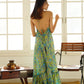 PRINTED BACKLESS MAXI DRESS - GREEN PAISLEY