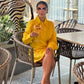 PLEATED SHIRT DRESS - YELLOW