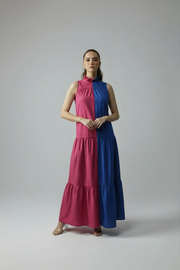 BLOCK DRESS - FUSCHIA/BLUE
