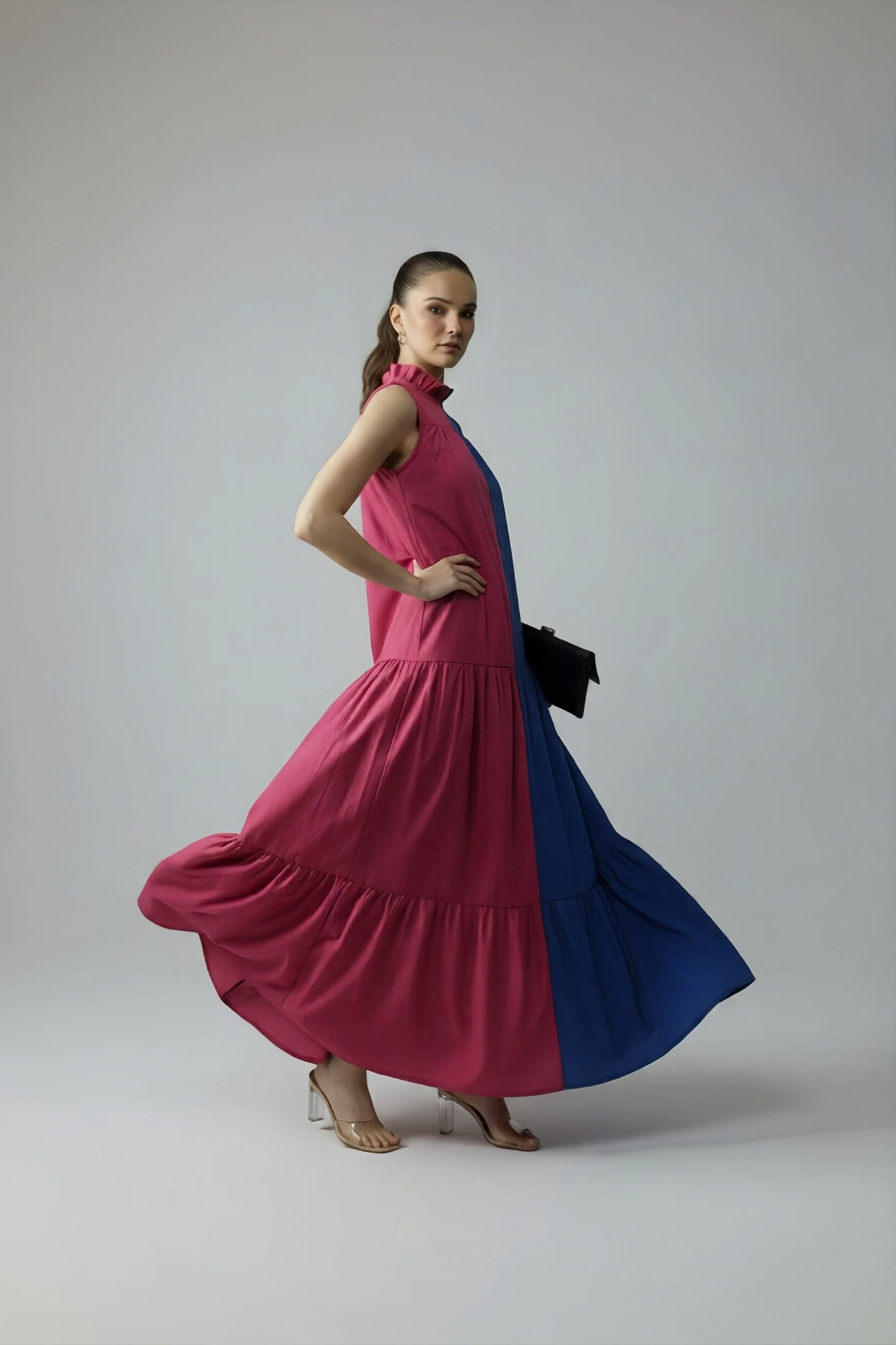 BLOCK DRESS - FUSCHIA/BLUE