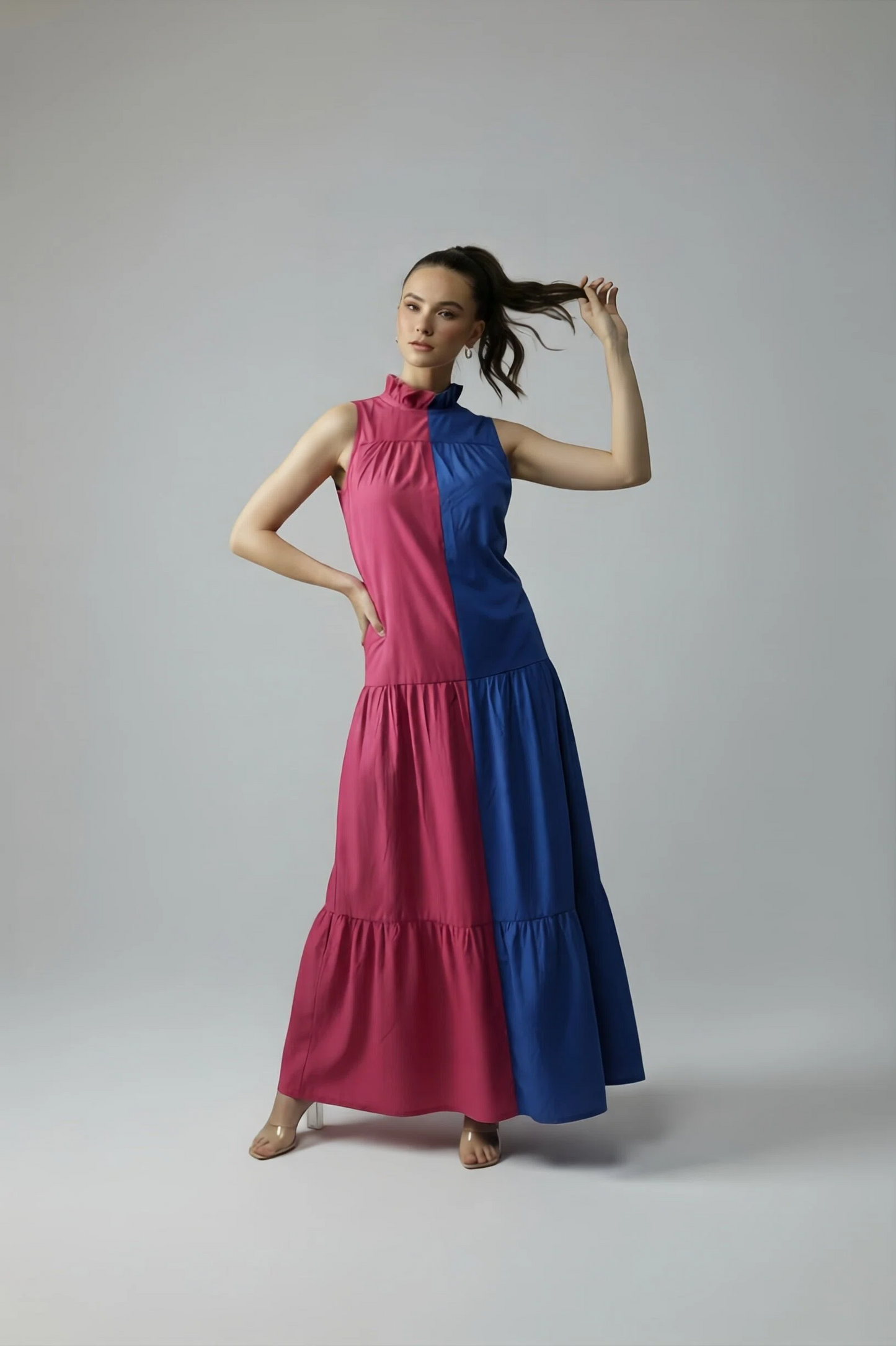 BLOCK DRESS - FUSCHIA/BLUE