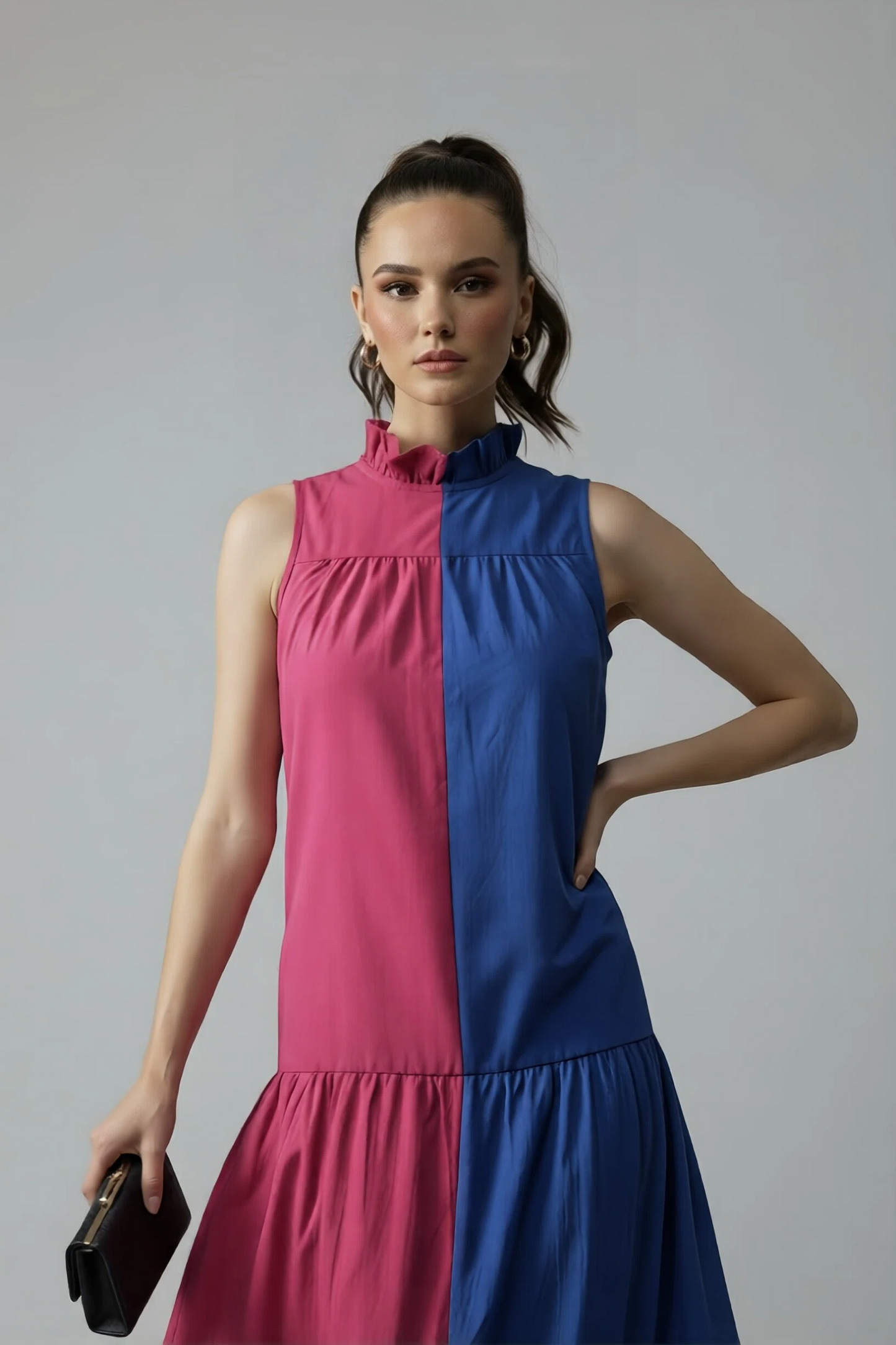 BLOCK DRESS - FUSCHIA/BLUE