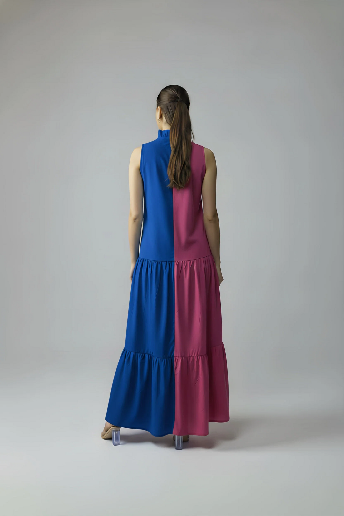 BLOCK DRESS - FUSCHIA/BLUE