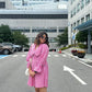 GINGHAM FRILL SKATER DRESS - PINK