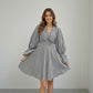 GINGHAM FRILL SKATER DRESS - BLACK