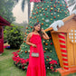 GINGHAM FRILL SKATER DRESS - RED