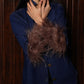 DENIM SHIRT COORD WITH FUR SLEEVES