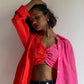 FUSCHIA BLOCK SHIRT BRALETTE DUO