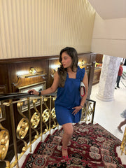 FRILLED STRAPS DRESS - BLUE