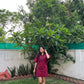 DENIM RIVID DRESS - DARK PINK