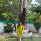 DENIM RIVID DRESS - NEON GREEN