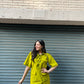 DENIM RIVID DRESS - NEON GREEN
