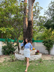 RUFFLED HEART SHIRT WITH WAVY SKIRT