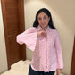 ROSE RUFFLE STRIPE SHIRT