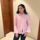 ROSE RUFFLE STRIPE SHIRT