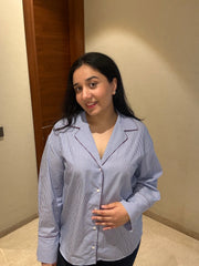 AZURE PINSTRIPE LOUNGE SHIRT